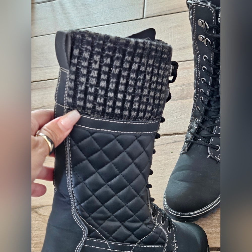 Polar Products Winter Snow Boots Women's Size 7 Black Quilted Lace Up Insulated. - Picture 10 of 11